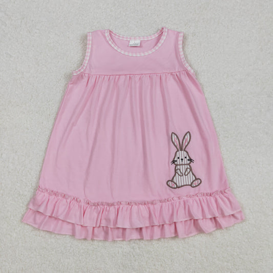 Sibling Baby Kids Embroidery Stripe Rabbits Easter Ruffle Knee Length Dress Shorts Romper
