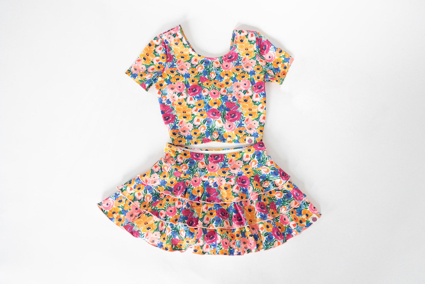 Baby Girls Blue Flowers Tops Ruffle Skirts Spring Clothes Sets Preorder