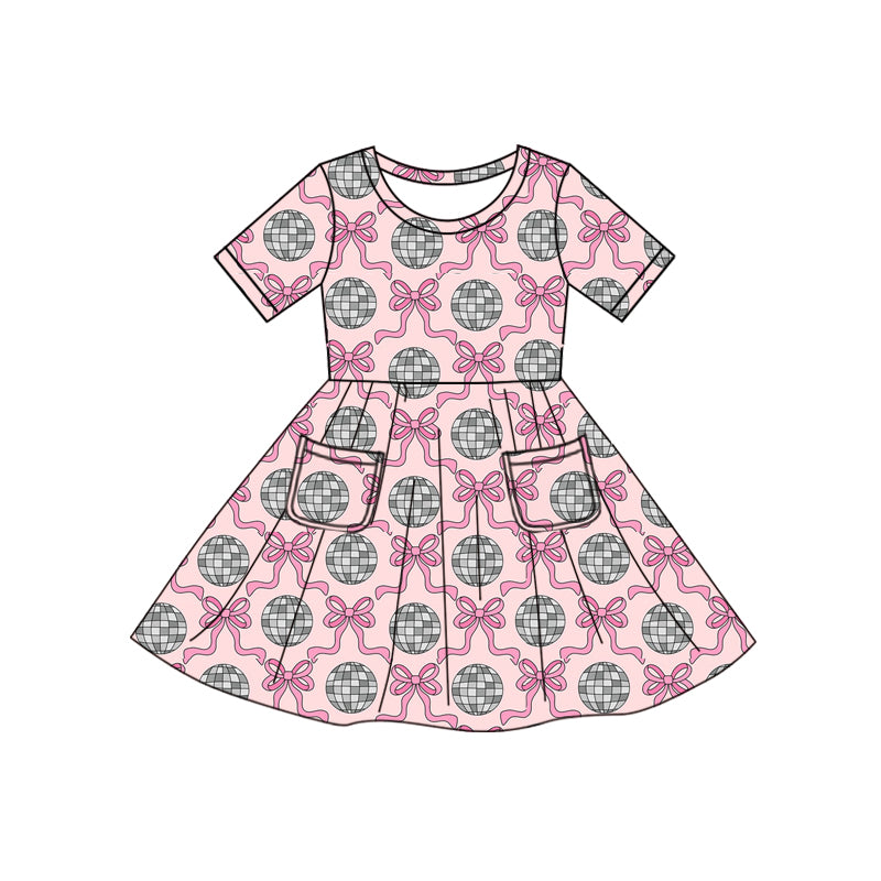 Baby Girls Disco Bows Knee Length Dresses Preorder