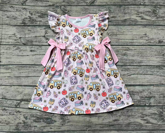 Baby Girls Pencil Pink Bow Back To School Knee Length Dresses