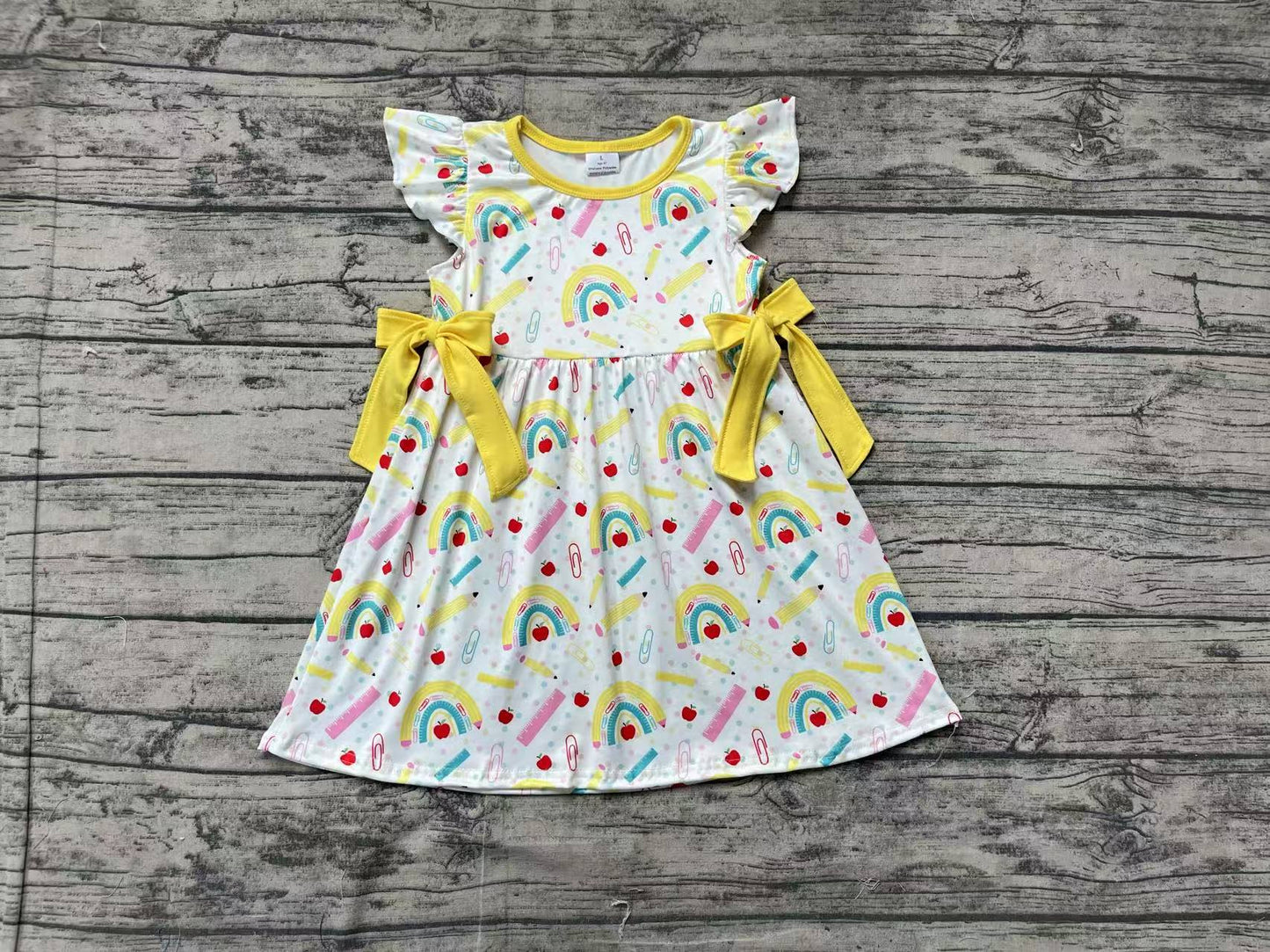 Baby Girls Rainbow Back To School Bows Knee Length Dresses