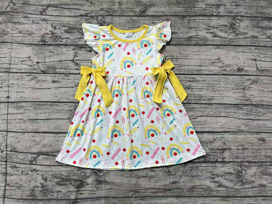 Baby Girls Rainbow Back To School Bows Knee Length Dresses