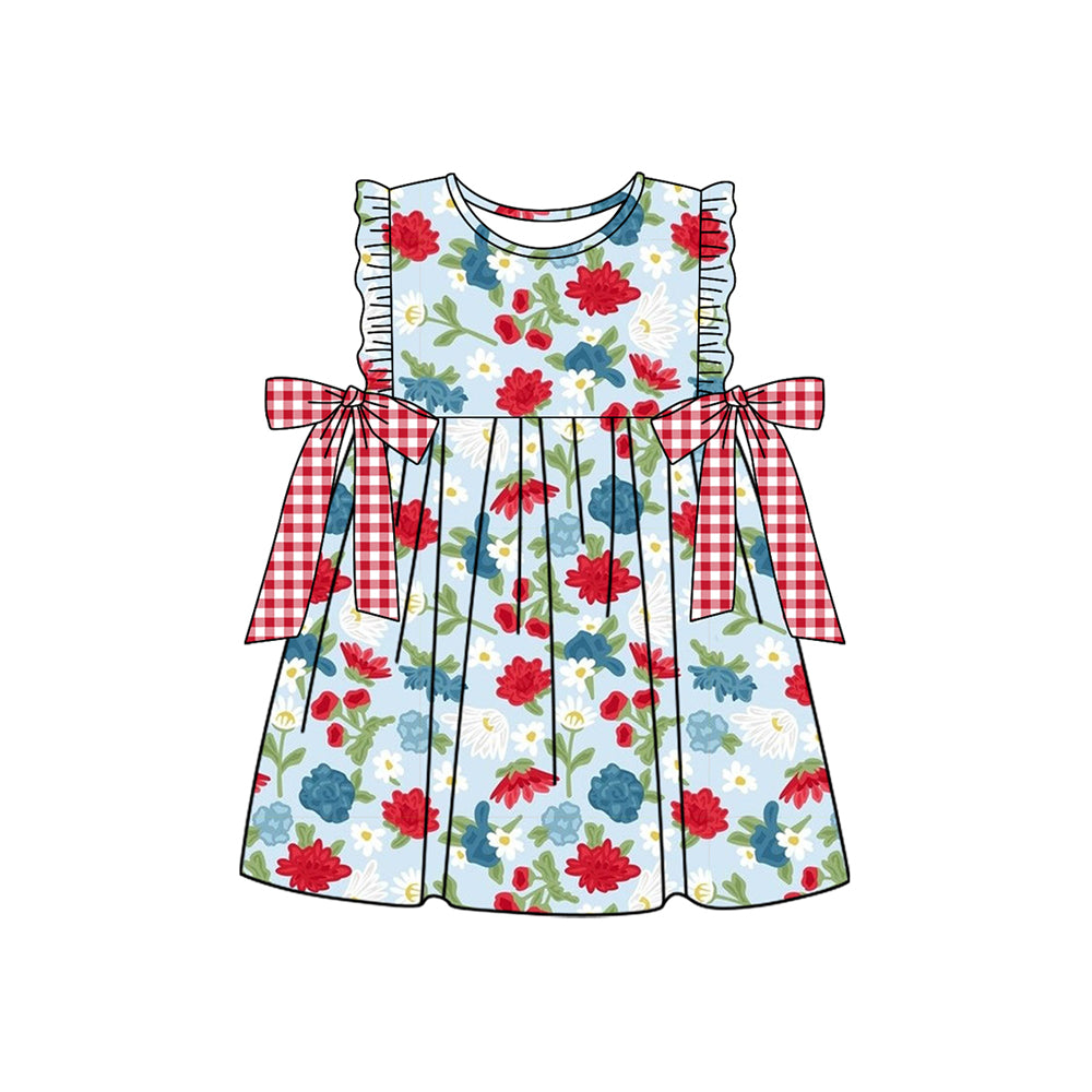 Baby Girls Navy Flowers Bows Knee Length Dresses Preorder