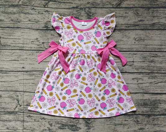 Baby Girls Back To School Apples Bows Knee Length Dresses