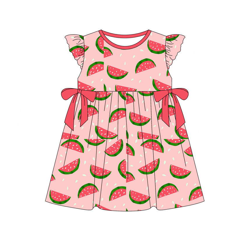 Baby Girls Watermelon Bows Knee Length Dresses Preorder