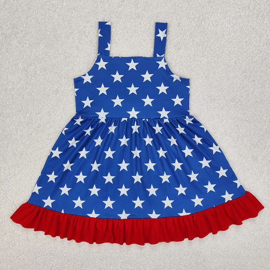 Baby Girls 4th Of July Stars Knee Length Bow Dresses