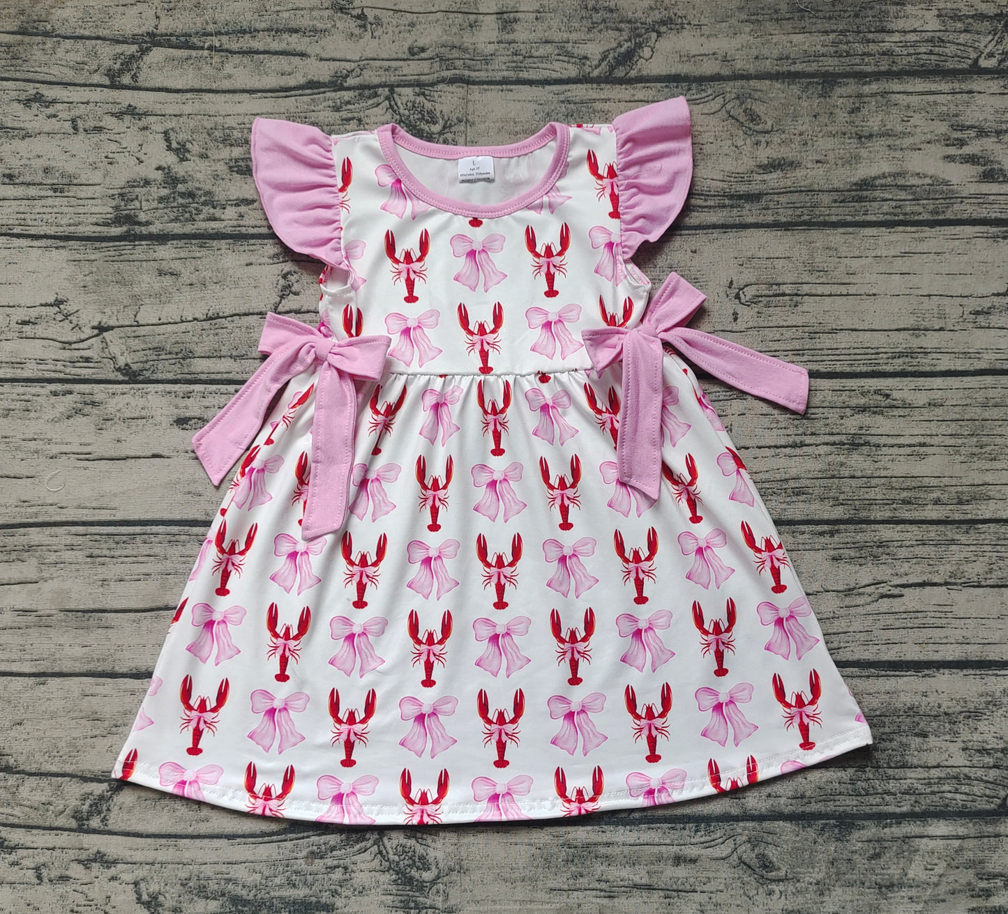 Baby Girls Pink Bows Crawfish Knee Length Dresses