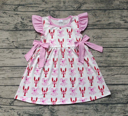 Baby Girls Pink Bows Crawfish Knee Length Dresses