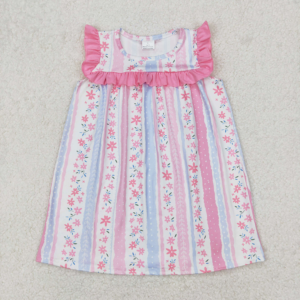 Sibling Baby Girls Pink Flowers Dresses Outfits Sets