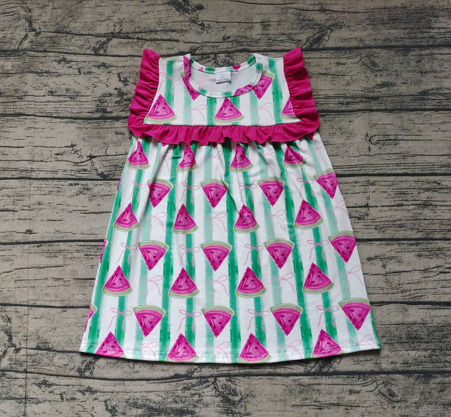 Baby Girls Pink Watermelon Ruffle Knee Length Dresses