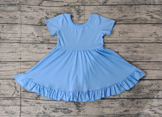 Baby Girls Blue Twirl Ruffle Knee Length Dresses
