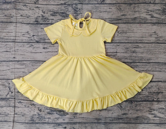 Baby Girls Yellow Collar Ruffle Knee Length Dresses
