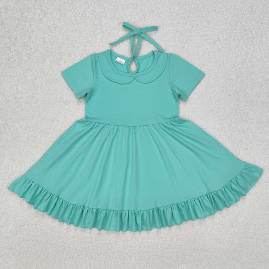 Sibling Baby Girls Round Collar Ruffle Knee Length Dresses