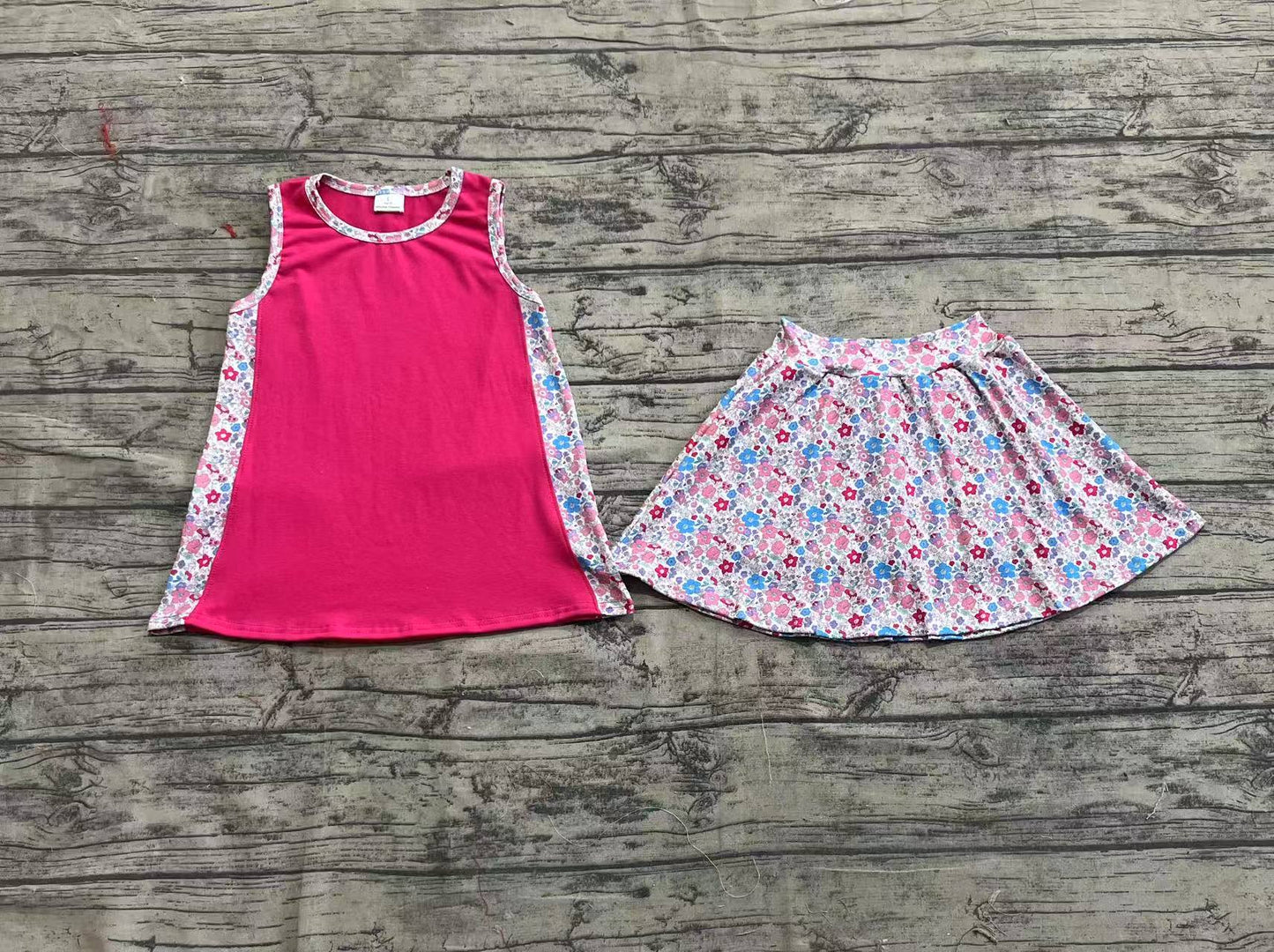 Baby Girls Pink Tunic Top Flowers Skorts Skirts Clothes Sets