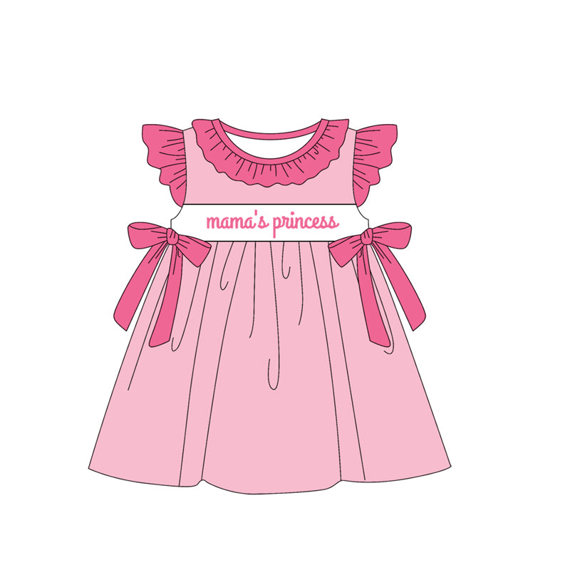 Baby Girls Light Pink Mama's Princess Bows Knee Length Dresses Preorder