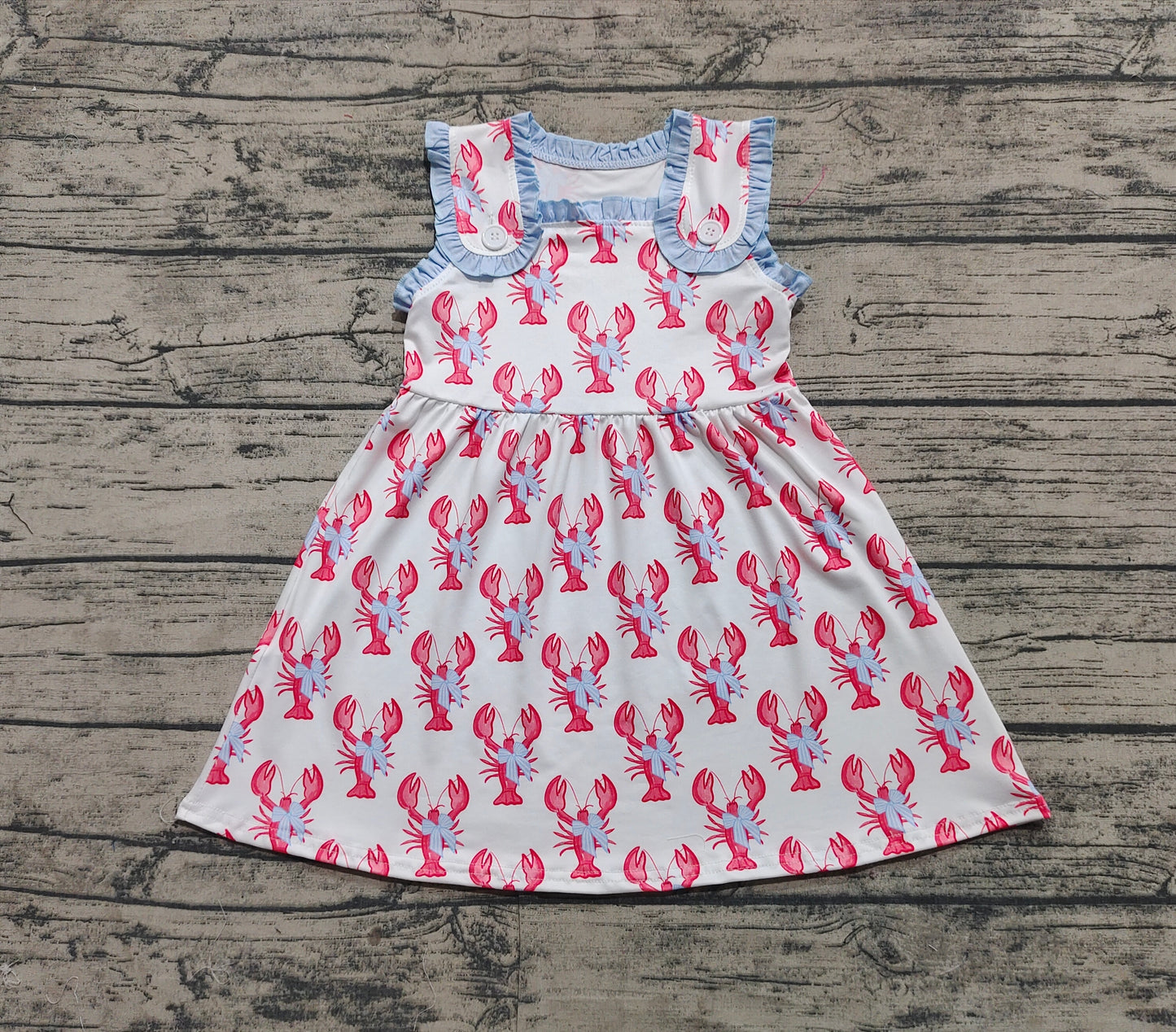 Baby Girls Crawfish Bows Straps Knee Length Dresses