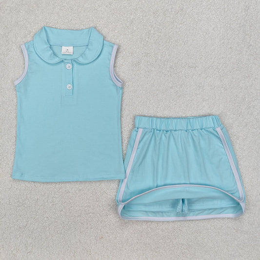 Baby Girls Green Aqua Pullover Top Sports Shorts Clothes Sets