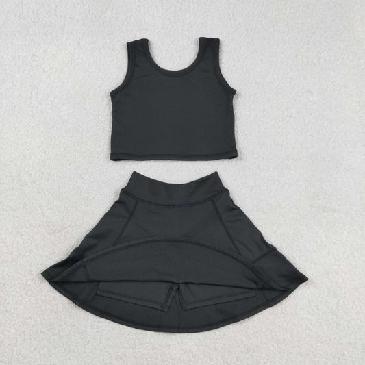 Baby Girls Black Vest Top Yoga Sports Skorts Clothes Sets
