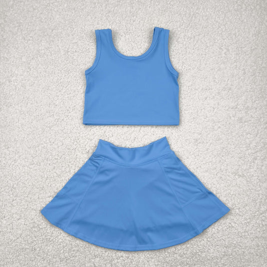 Sibling Baby Girls Blue Yoga Active Wear Top Shorts Clothes Sets