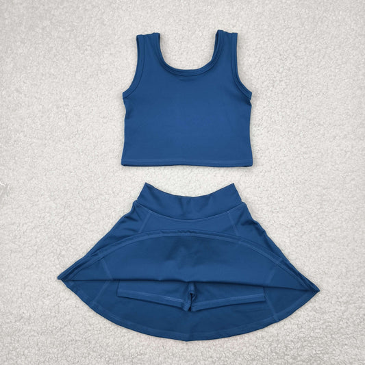 Baby Girls Dark Blue Vest Top Sports Skorts Clothes Sets