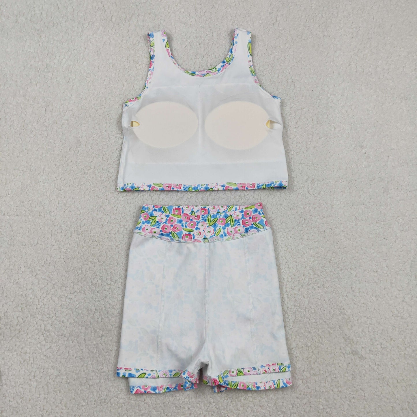Sibling Baby Girls Flowers Sleeveless Athletic Skorts Sets Dresses
