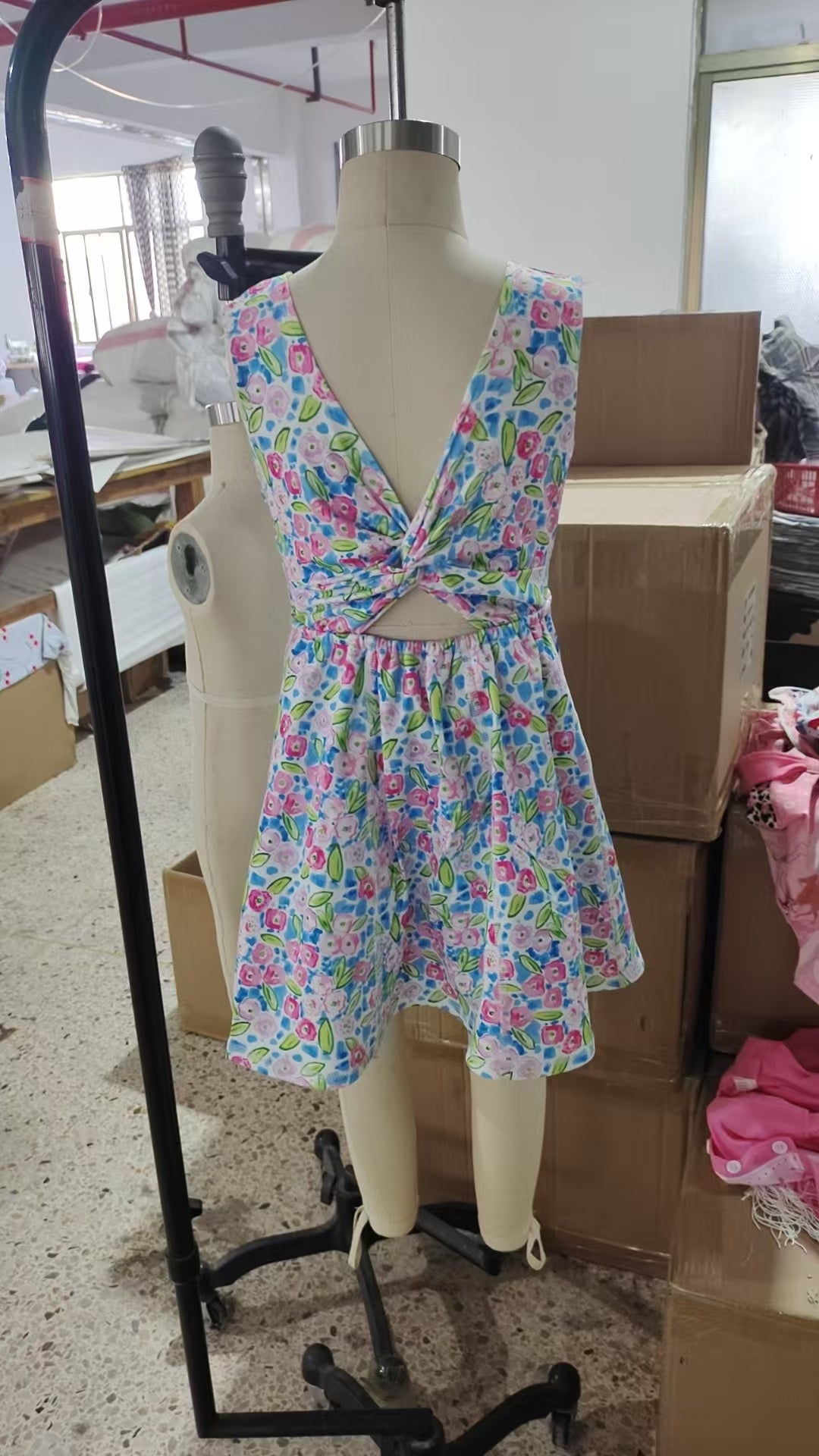 Baby Girls Blue Flowers Sleeveless Athletic Dresses