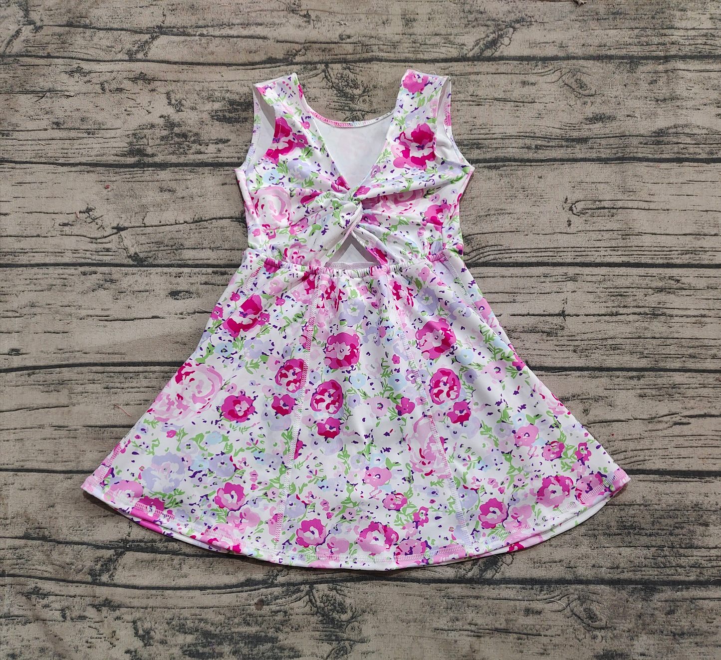 Baby Girls Pink Flowers Sleeveless Athletic Dresses