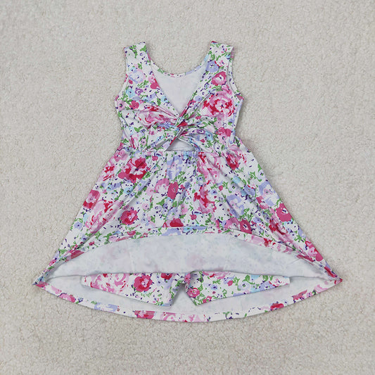 Baby Girls Pink Flowers Sleeveless Athletic Dresses