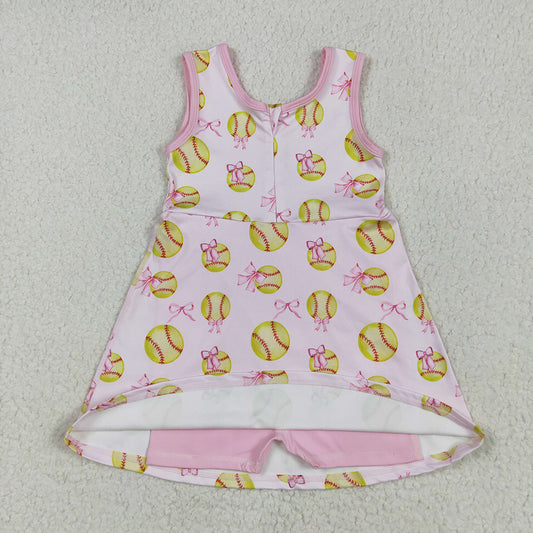 Baby Girls Softball Bow Athletic Active Wear Knee Length Dresses