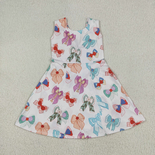 Sibling Baby Girls Sleeveless Flower Bows Yoga Active Shorts Knee Length Dresses