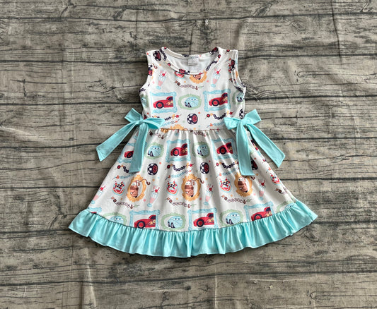 Baby Girls Car Racing Bows Knee Length Dresses