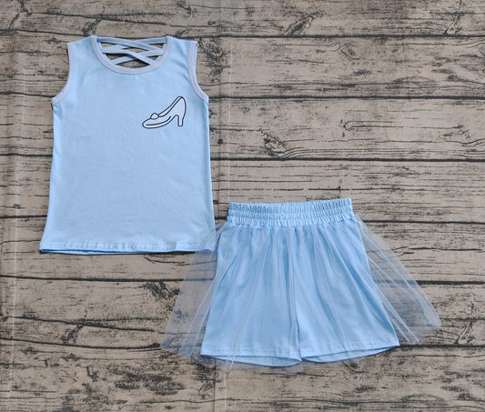 Baby Girls Light Blue Princess Shirt Skirt Clothes Sets