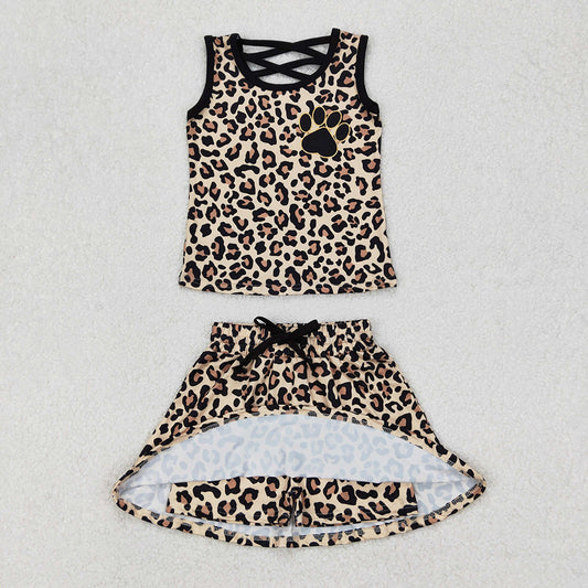 Baby Girls Brown Leopard Shirt Skirt Clothes Sets