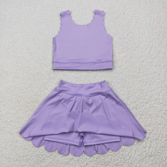 Baby Girls Lavender Yoga Vest Skirt Active Wear Clothes Sets