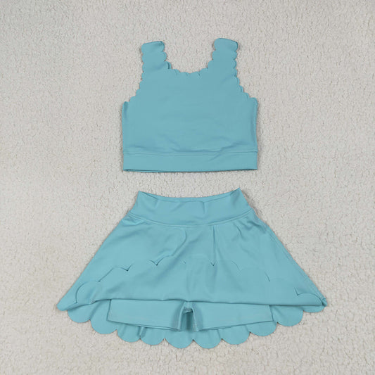 Baby Girls Aqua Yoga Vest Skirt Active Wear Clothes Sets