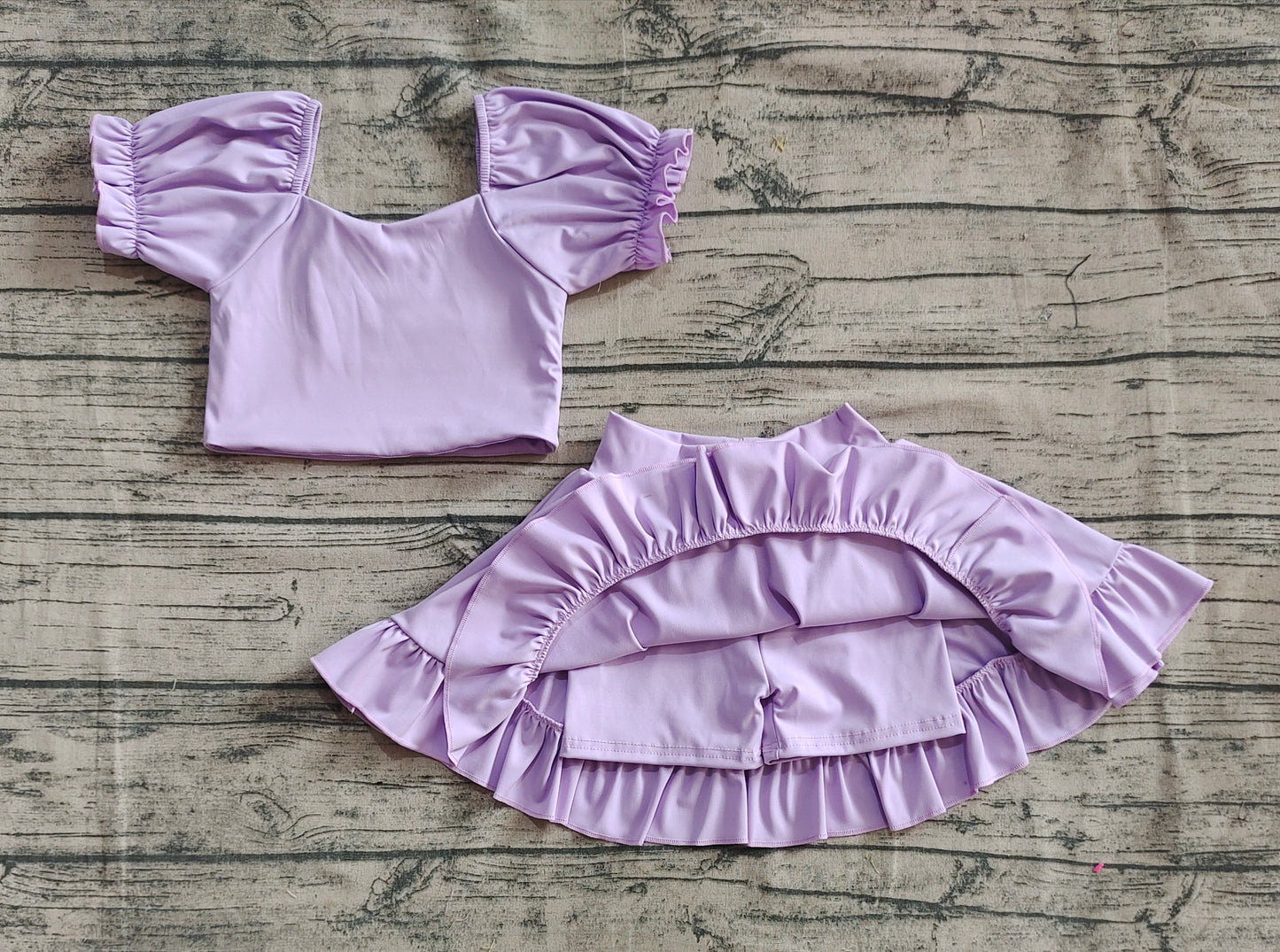 Baby Girls Lavender Yoga Shirt Skirt Active Wear Clothes Sets