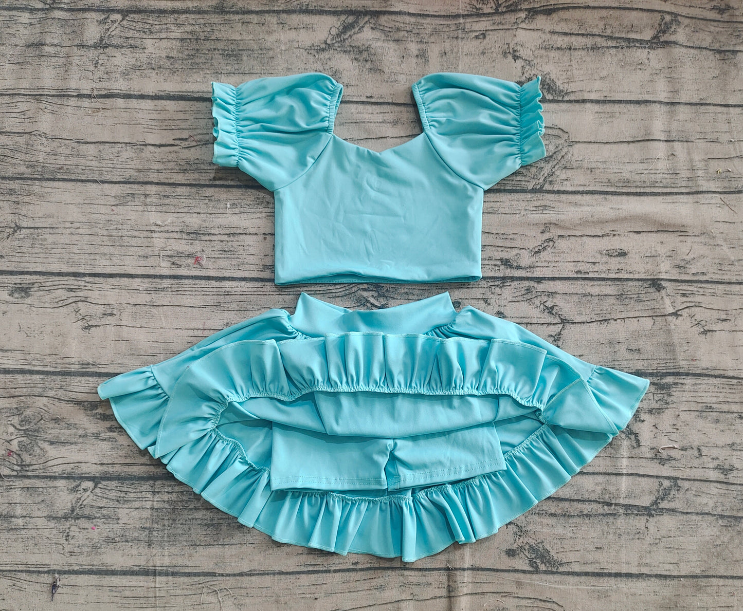 Baby Girls Aqua Yoga Shirt Skirt Active Wear Clothes Sets
