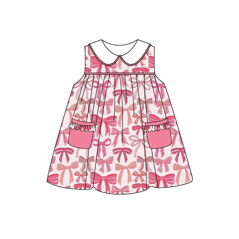 Baby Girls Pink Bows Collar Knee Length Dresses preorder