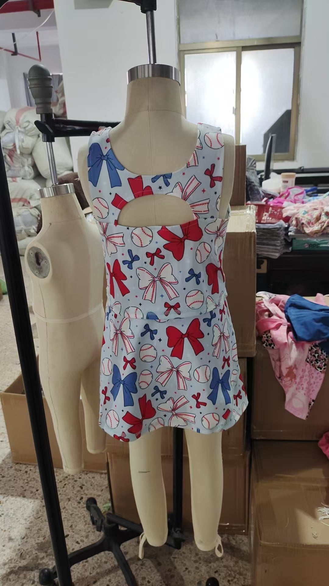 Baby Girls 4th Of July Bows Baseball Yoga Vest Skort Active Wear Sets