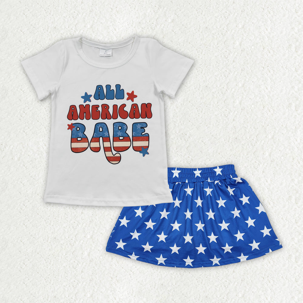Baby Girls 4th of July American Babe Shirt Skorts Skirt Sets