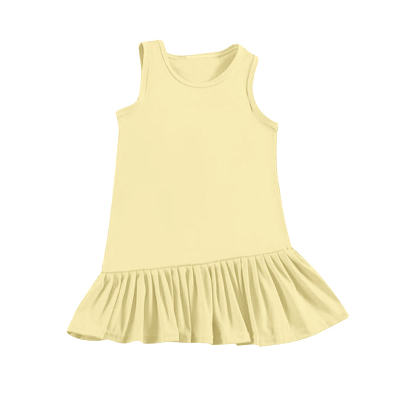 Baby Girls Yellow Sleeveless Yoga Ruffle Knee Length Dresses Preorder