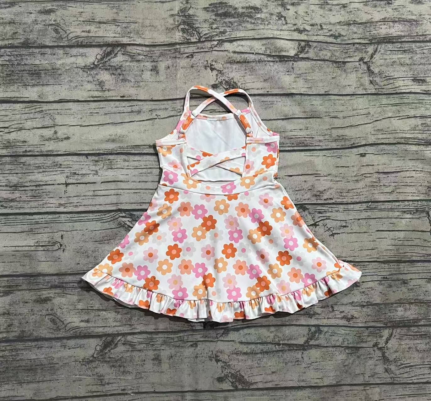 Baby Girls Strap Colorful Daisy Yoga Ruffle Knee Length Dresses