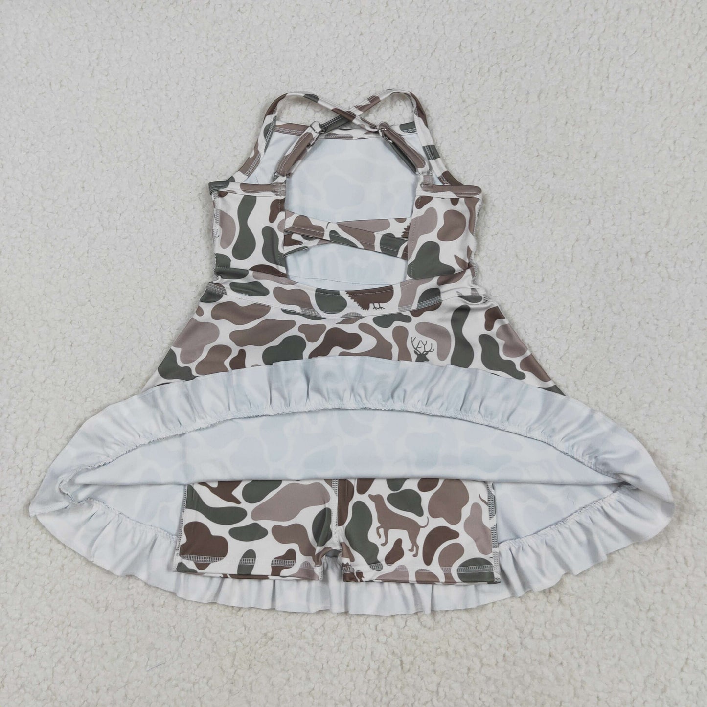 Sibling Baby Kids Ducks Dogs Camo Hooded Pants Sets Strap Yoga Shots Dresses