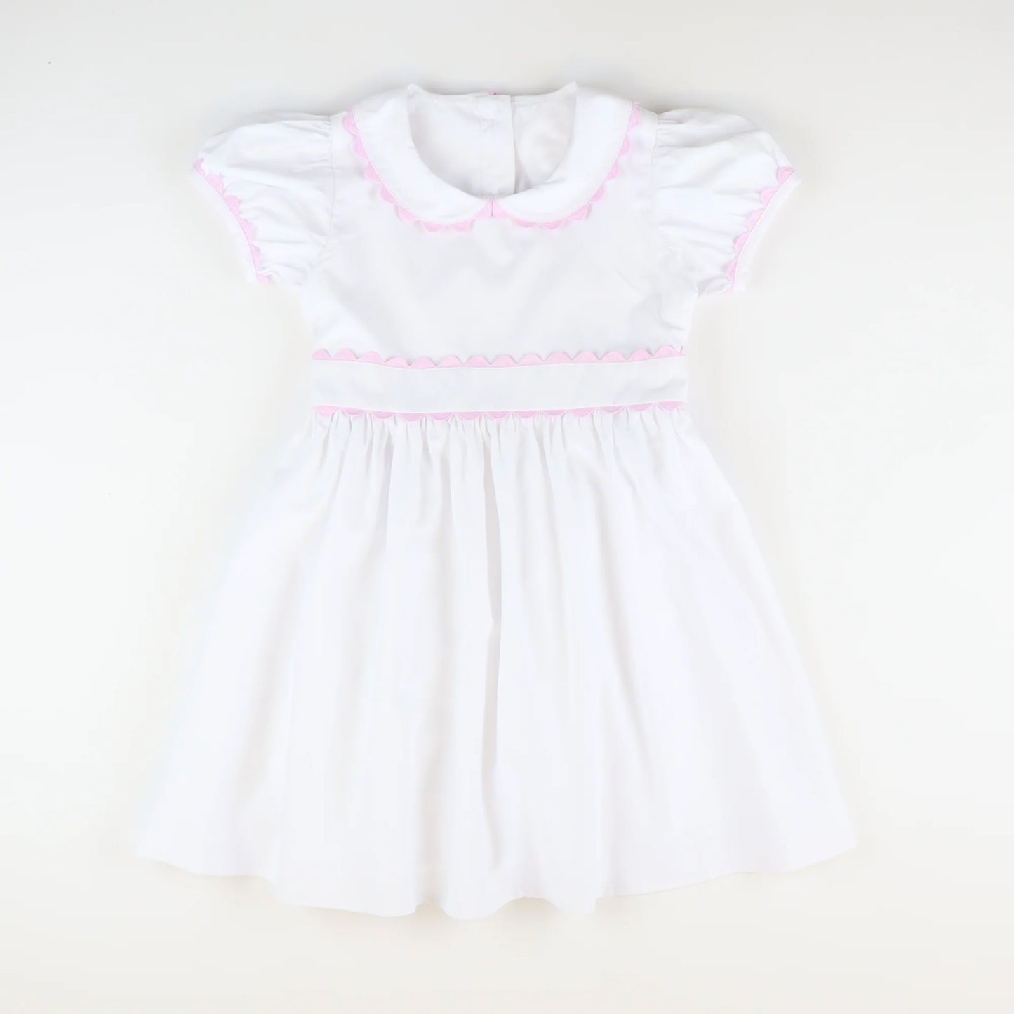 Preorder moq 5 Baby Girls White Short Ruffle Sleeves Knee Length Dresses