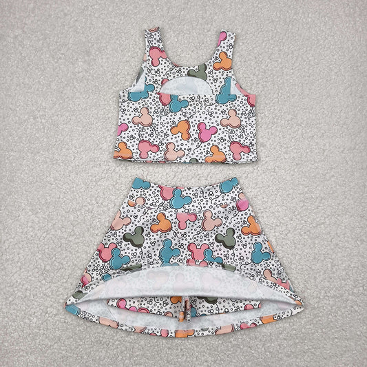 Baby Girls Cartoon Mouse Balloons Top Skorts Yoga Sets