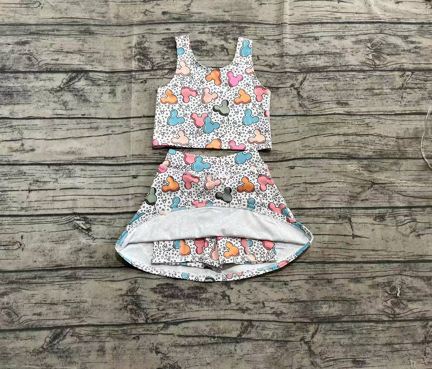 Baby Girls Cartoon Mouse Balloons Top Skorts Yoga Sets