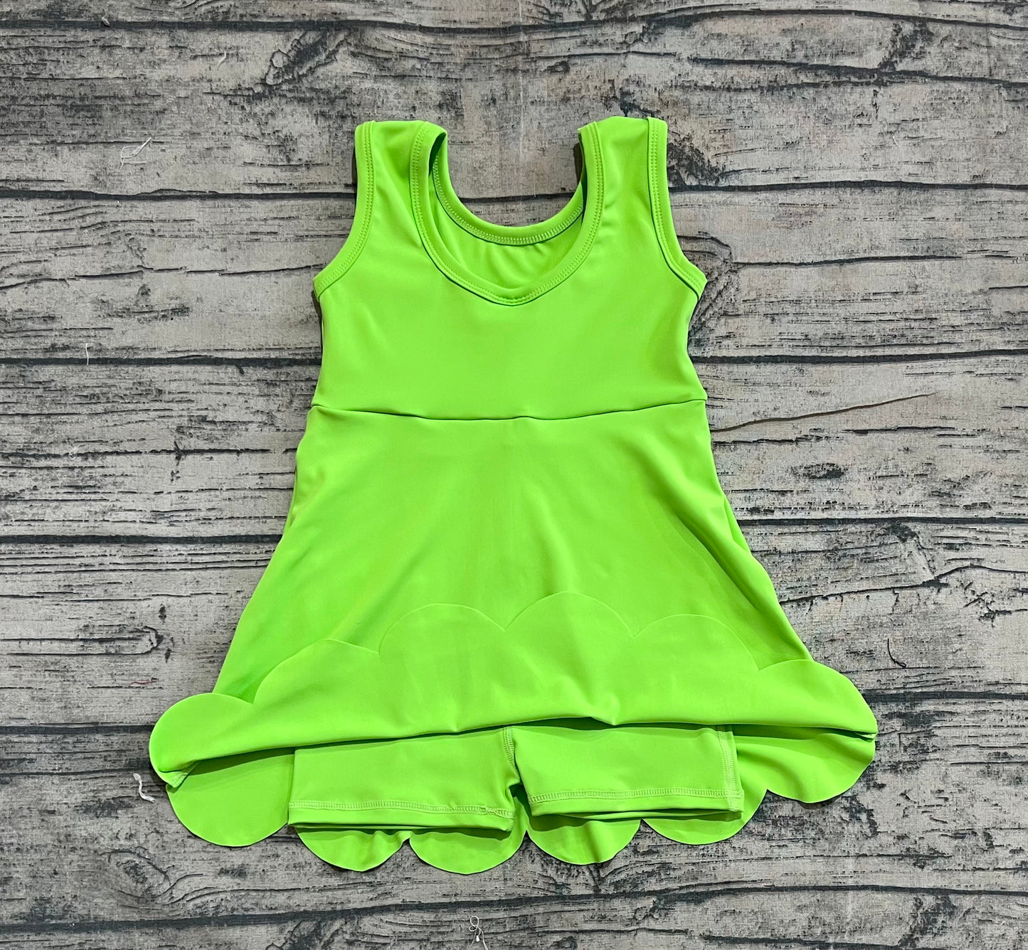 Baby Girls Green Scallop Yoga Active Knee Length Dresses