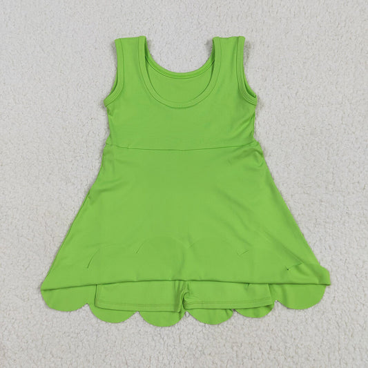 Baby Girls Green Scallop Yoga Active Knee Length Dresses