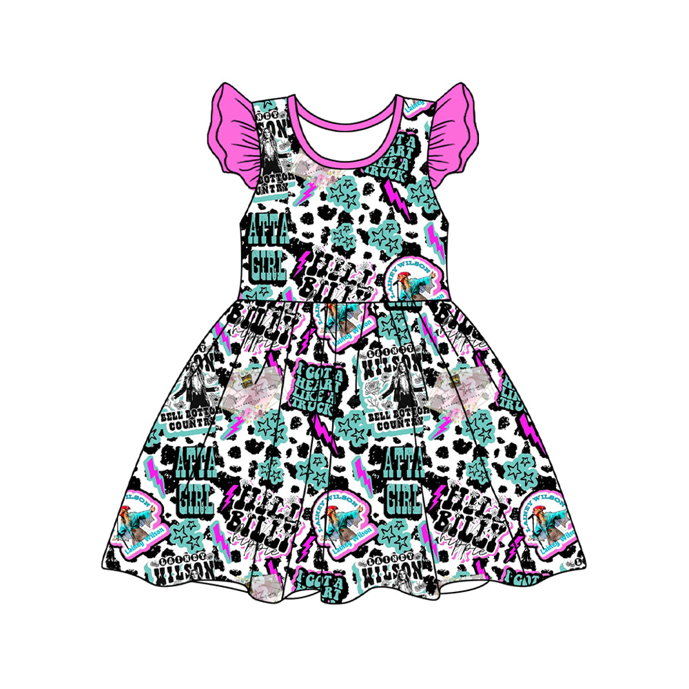 Baby Girls Atta Girl Cow Print Knee Length Dresses Preorder