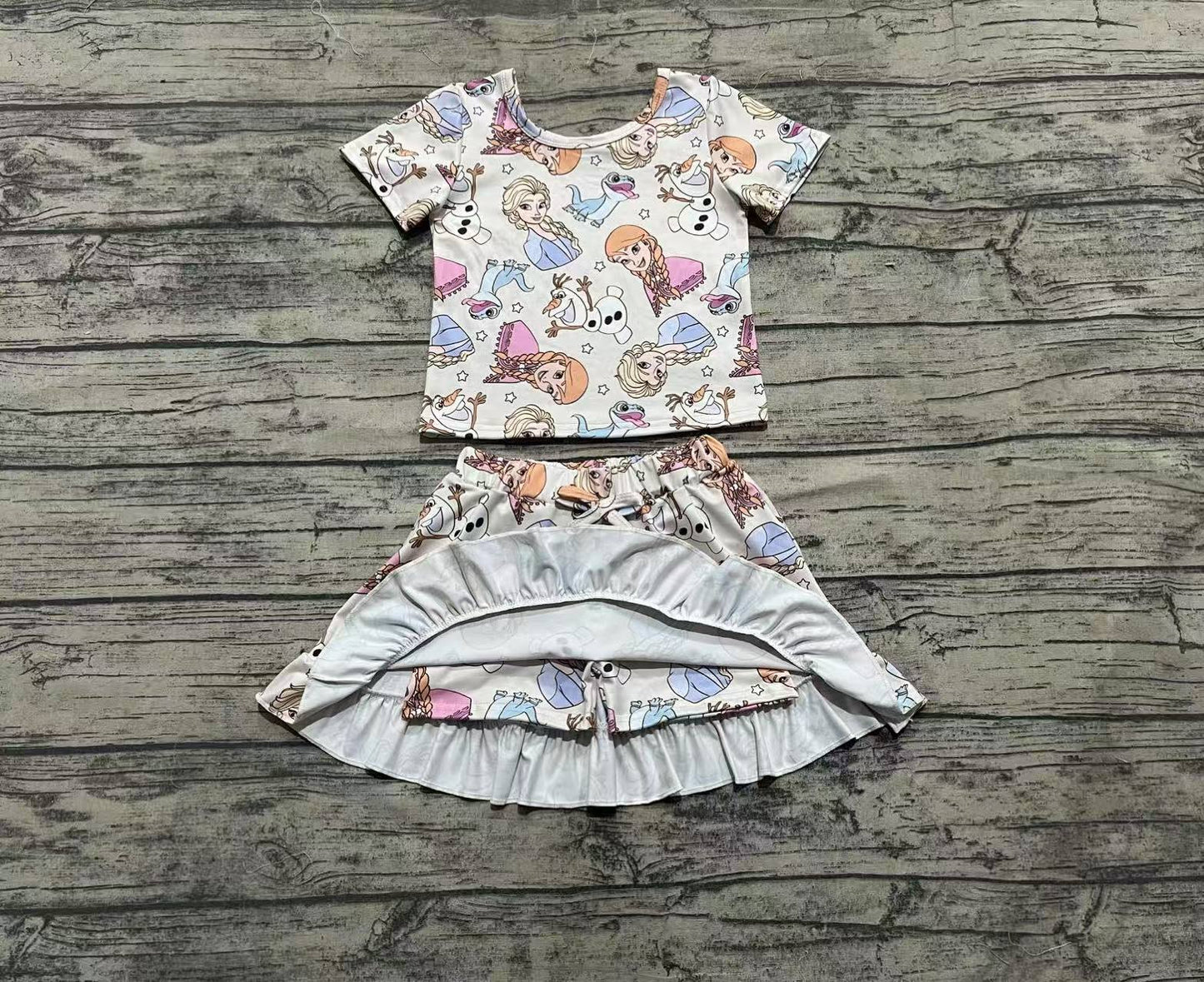 Baby Girls Cartoon Princess Top Skirts Sets